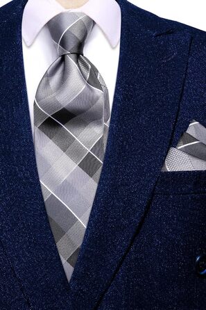 Чоловіча краватка Hi-Tie: чорний, рожевий, синій, зелений візерунок павліконі, клітинка, смужка, крапки. Комплект з кишеньковим хустиною та краватковою застібкою для весілля, офіційних заходів та бізнесу