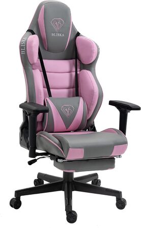 TRISENS Gaming Chair Racing Style Chair with Sports Seat and Ergonomic 4D Armrests, Color: Light Grey/Pink Light Grey / Pink