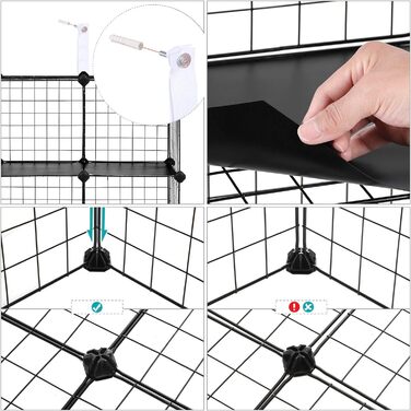 SONGMICS Storage Cubes, 16 Cube Storage System from Metal Wire, DIY, Modular Grid Shelf, with Wire Frame, Black LPI44H