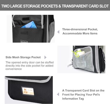 Рюкзак-переноска для котів та собак, чорний. Дихаючий рюкзак-переноска для маленьких та середніх тварин, ідеальний для подорожей, прогулянок, хатин та кемпінгу