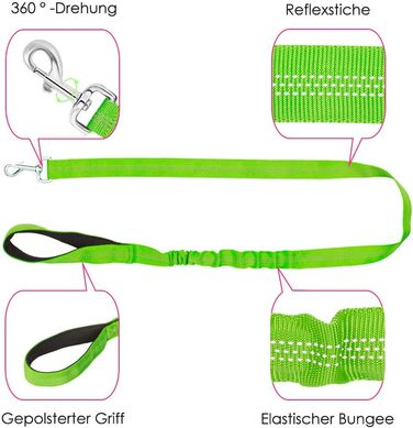 Нашийник для собак LowTon з повідком, анти-тягнучий, відбиваючий, безпечний, проти заплутування, для маленьких та середніх собак та цуценят, чорний (XXS, темно-зелений)