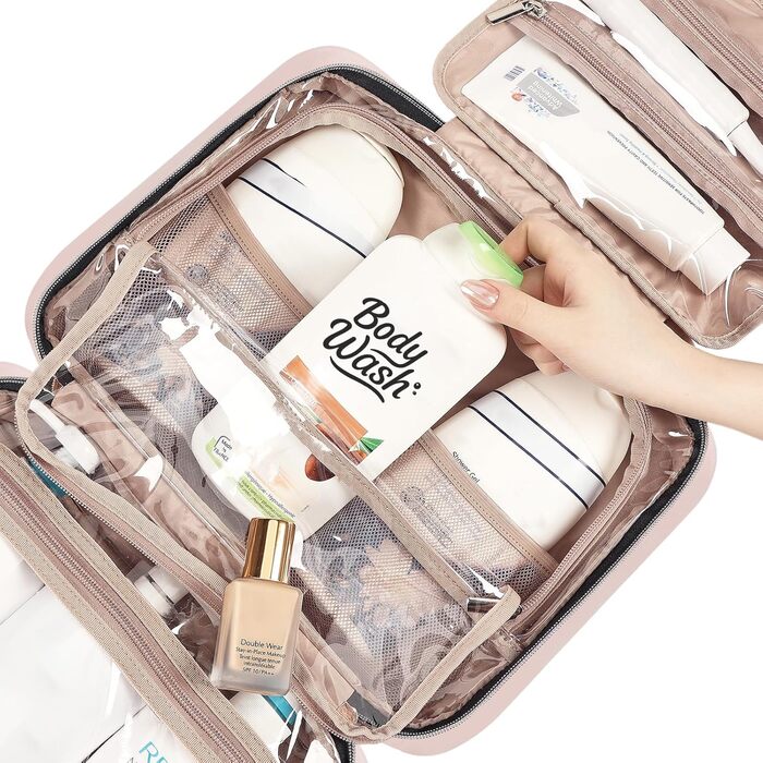 Органайзер для подорожей NISHE для жінок, сумка-органайзер для шампунів, кондиціонерів, пензликів, великого та малого розміру, рожевий (M)