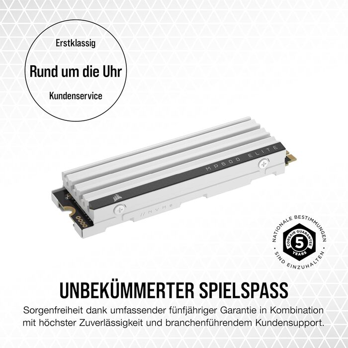 SSD Corsair MP600 Elite 4TB M.2 PCIe Gen4 x4 NVMe з кулером - для PS5 - до 7000 МБ/с