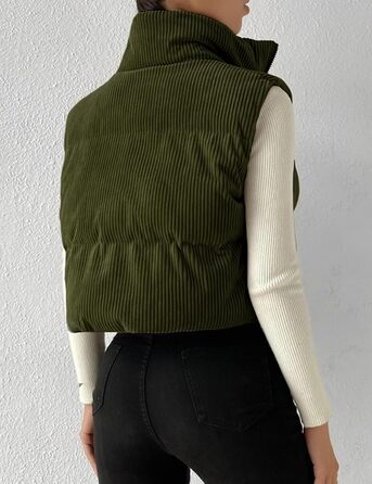 Жіноча куртка Gihuo з короткими рукавами, з капюшоном, на блискавці, з утеплювачем, оливковий колір (L)