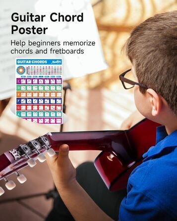 Акустична гітара Moukey для початківців, дітей, підлітків та дорослих, Cutaway, повний комплект з тюнером, мешком, медіатором та нейлоновими струнами (36 дюймів, натуральний колір)