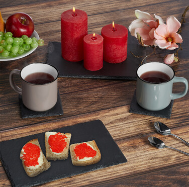 Relaxdays Set of 20 Slate Coasters, 10x10 cm