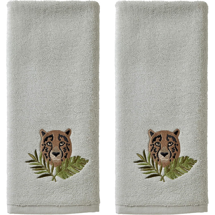 SKL Home Vern Yip Jungle Cats Toothbrush Holder, Ceramic, White (Towel Set, Cheetah)