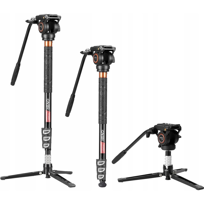 Штатив-монопод для фотозйомки Cayer FP34DV з голівкою H8 та платформою для DSLR PRO