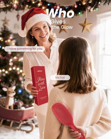 Щітка для волосся AIMIKE без пошкоджень, розпушувач з м'якими щетинками, безболісна розпушувальна щітка для складних вузлів, особливо делікатна до тонкого волосся, ідеальна для догляду за шкірою голови та масажу. Подушка-щітка LuxeSilk (Блискуча рубінова 