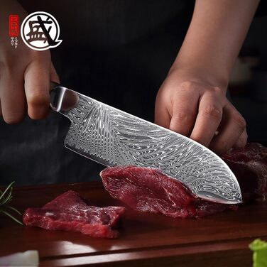 Японський кухонний ніж Santoku MITSUMOTO SAKARI, порошкова сталь VG-Pro, чорна ручка, 17 см