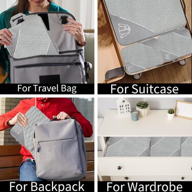 Органайзер для валізи, набір 6 шт. Компресійні кубики для пакування, органайзер для подорожей, сірий (8 шт.)
