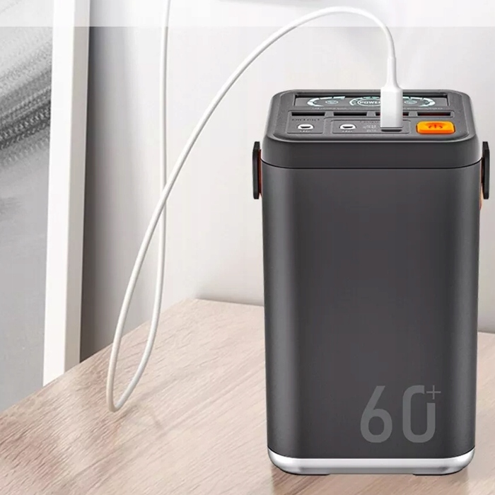 Потужний швидкий павербанк 60000 mAh 36W QC PD USB-C — зовнішній акумулятор для подорожей