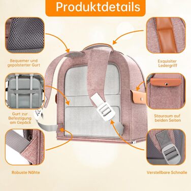 Розширюваний рюкзак для кота - рюкзак-переноска для тварин з дихаючим 4D-сіткою, для собак та котів до 12 кг (Рожевий)