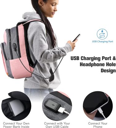 Шкільний рюкзак для дівчинки-підлітка, рюкзак для жінок, для школи, Daypack для ноутбука 15.6