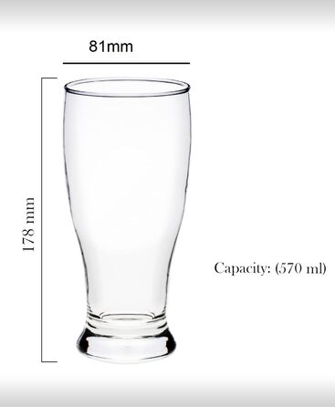 Набір пивних келихів NORDIC SCHILLER Premium Pint 6 шт, 570 мл, без свинцю, для пшеничного пива, Pilsner