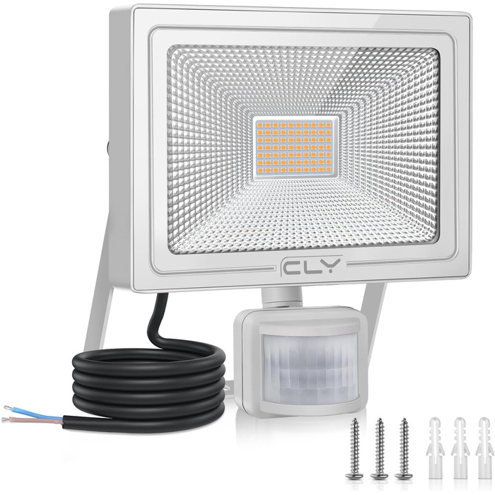 CLY LED Floodlight with Motion Sensor Outdoor 50W 4700LM Super Bright 2700K Warm White LED Floodlight IP66 Waterproof Outdoor Spotlight Adjustable Brightness Spotlight for Garden Garage Yard Backyard