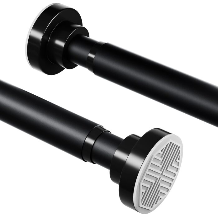 Штанга для душу без свердління з нержавіючої сталі, телескопічна, регульована 70-195 см, чорна