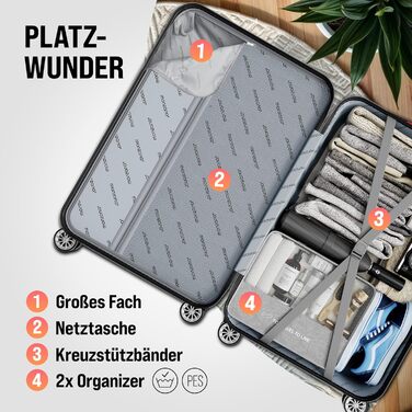 Набір валіз Monzana® 3шт (зелений) M-L-XL з замком, органайзером та вагами - зручні ручки, подвійні колеса, підставка, тріліон, дорожній валіз, валіза з жорстким корпусом, набір валіз, тріліонний набір (срібло)