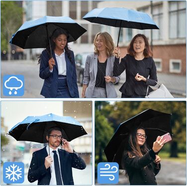 Візон: Стійкий до вітру парасолька-тростина з автоматичним відкриванням, 210T тефлонове покриття, легкий, для чоловіків та жінок (Небесно-блакитний)