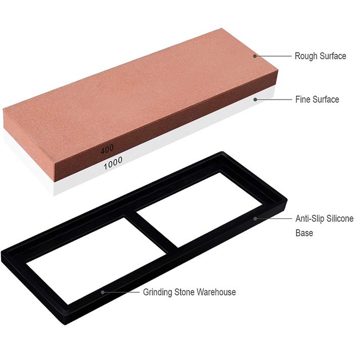 Набір для заточування ножів Emsmil 2-в-1 з зернистістю 400/1000, двосторонній, професійний, з антиковзким силіконовим основанням