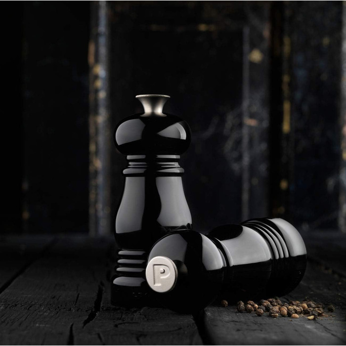 Набір для спецій Le Creuset Kleines Mühlenset: солянка та перечниця, ABS-пластик, 5x5x12.1 см, керамічний млин, чорний, 96002500140000, блискучий чорний