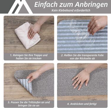 Коричневі килимки на сходи COSY HOMEER, 15 шт., 70x22 см, самоклеючі, машинного прання, 100% поліестер, TPE-підкладка, безпечні для дітей та домашніх тварин