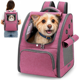 Рюкзак для котів та собак ALLSOPETS, складний, дихаючий, з сонцезахистом, для маленьких котів та собак, ідеальний для подорожей, кемпінгу та піших прогулянок (Беerenроже)