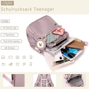 Шкільний рюкзак для підлітків (дівчаток та хлопців) - водонепроникний, великий, для школи, подорожей, повсякденного використання. Колір: фіолетовий