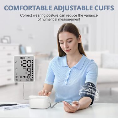 Автоматичний тонометр на плече з LCD-дисплеєм та регульованою манжетою (22–42 см), One-Touch, перловий колір