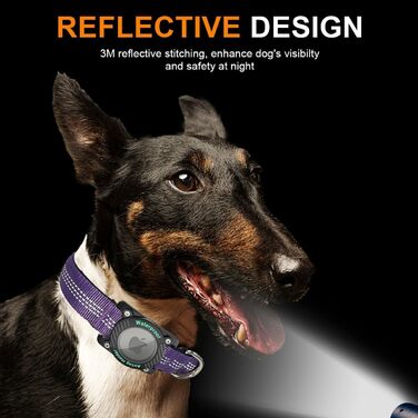 Нашийник для собак з AirTag, водонепроникний чохол, GPS трекер, сумісний з Apple AirTag, для малих, середніх та великих собак, розмір S (27-34.5 см), колір: фіолетовий