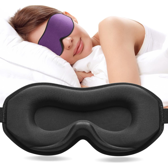 Маска для сну Umisleep для тих, хто спить на боці, з 3D-очними впадинами, регульованим ремінцем, світлонепроникна та дихаюча, для чоловіків та жінок, підходить для подорожей та йоги (фіолетова)
