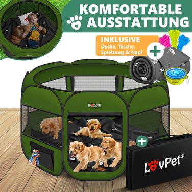 LOVPET® Foldable Pet Playpen - Indoor/Outdoor Dog & Cat Enclosure with Bowl & Fleece Blanket - Oxford Fabric Pop-Up System