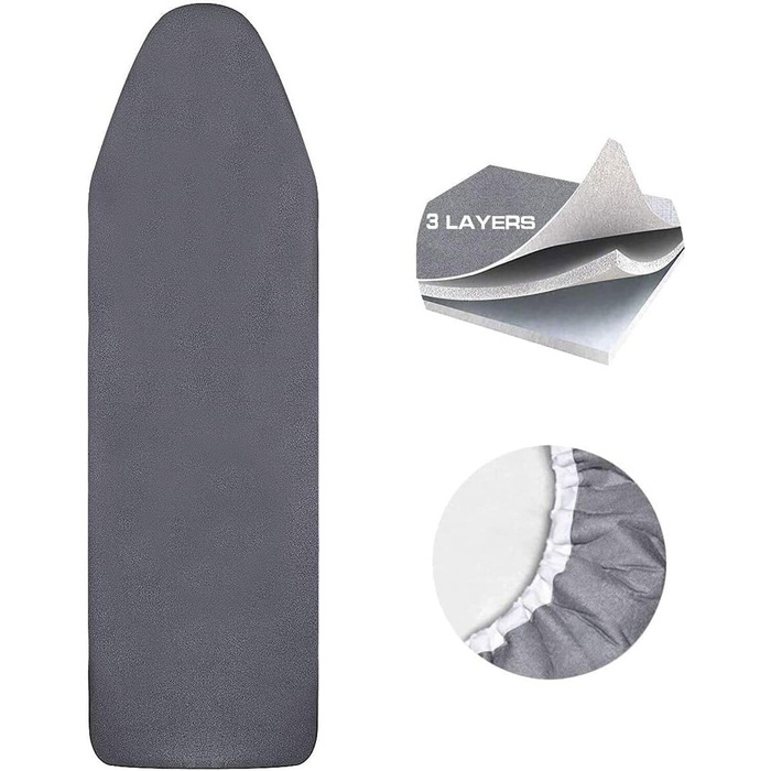 Чохол для прасувальної дошки з регулюванням, 120x40 см, сумісний з парогенераторами, розмір дошки 33–46x115–130 см, 100% бавовна