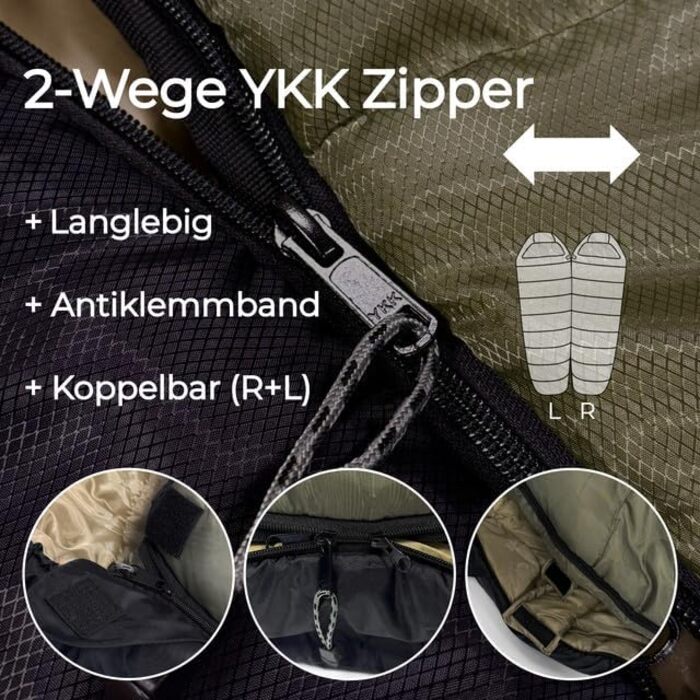 Сплячий мішок Northpole 205 RECHTS для туризму та кемпінгу -3°C до -21°C, 3-4 сезони, водонепроникна підкладка, YKK Zip, дорослий