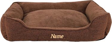 М'яке ліжко для собак Lionto знімний чохол, 75x60 см, коричневе, для собак та котів, з антиковзким дном