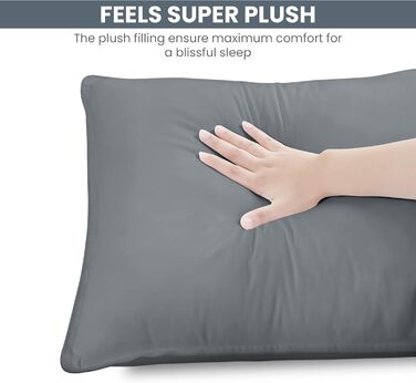 Utopia Bedding Pillow Set (2-Pack), 40 x 80 cm Sleeping Pillow, Breathable and Soft Pillow (Grey) 40x80 cm (2 Pack) Grey 2