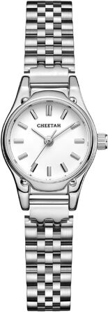 Жіночий наручний годинник CHEETAH Goldene — класичний круглий циферблат, сталевий браслет, водонепроникний (Silver White)