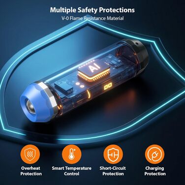 Електричний нагрівач для рук SUPPOU 2 шт. 5000mAh з LED-ліхтариком, акумуляторний, для спорту та відпочинку на природі (блакитний)