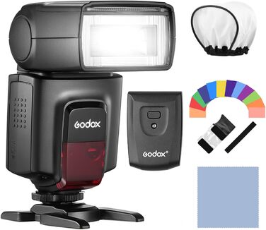 Спалахувач Godox TT560II для камери: універсальний, GN38, з бездротовим випромінювачем, сумісний з Canon, Sony, Nikon, Panasonic, Olympus, Pentax