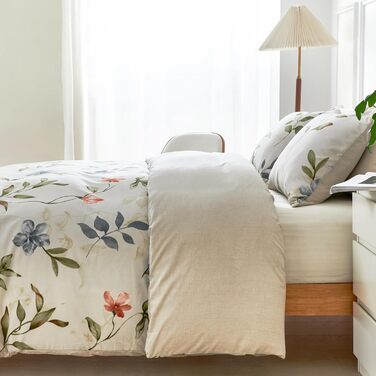 Комплект постільної білизни Tokokimo 220x240 3шт. - комплект з 2 наволочок 80x80 см, з клямками, квітковий принт, мікрофібра, для двоспального ліжка, сіро-коричневий