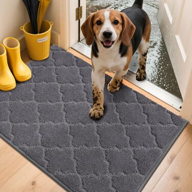 Килимок для входу COSY HOMEER 50x80 см, сірий, поглинаючий бруд, машинне прання, 1.5 см, для дому, кухні, коридору