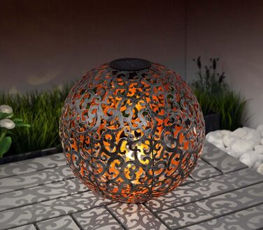 Dehner Solar Globe Luanda, Ø 30 cm, Metal, Silver/Copper