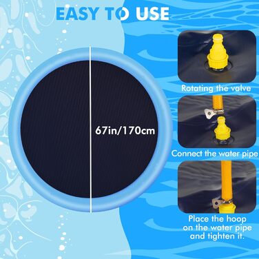 YAUNGEL Dog Pool, 170 cm, Inflatable Pool for Large & Small Dogs, 0.58mm Thickened Anti-Slip Mat, Foldable, Durable Splash Pad for Summer, Garden