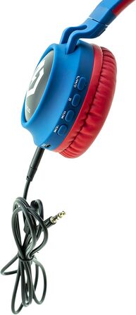 Дитячі навушники PowerLocus Bluetooth Over-Ear з LED-підсвічуванням та обмеженням гучності 85dB, з мікрофоном для телефону, планшета, ПК, ТВ (Синій/Червоний)