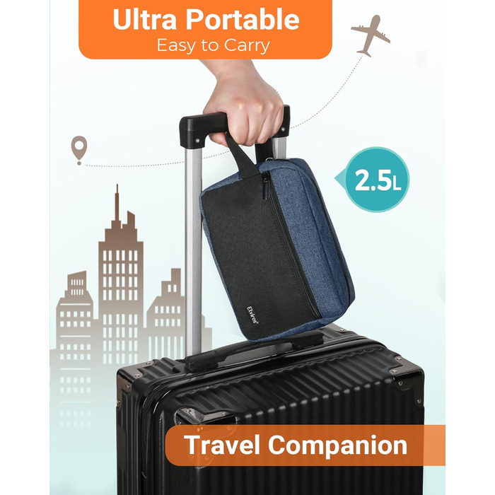 Чоловіча дорожня туалетна косметичка, водонепроникна, з кишенею для бритви та ручкою, органайзер для косметики у спортзал, душ, ванну кімнату, подарунок для чоловіків, чорно-сіра (чорний & темно-синій)