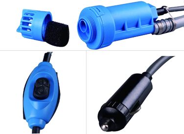 12V Cigarette Lighter Socket Outdoor Camping Shower with Submersible Pump for Car, Vehicle, Motorhome, Caravan, RV, Blue