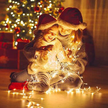 WOWDSGN Льохотна гірлянда для зовнішнього використання 20м, 2-в-1 LED гірлянда (Тепле біле & Класичне кольорове), сертифікований штекер GS, 11 режимів, пульт дистанційного керування та таймер, IP44 вологостійка різдвяна прикраса для саду, балкону, тепле б