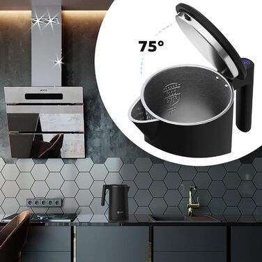 Balter Stainless Steel Kettle with Temperature Setting, 40°C-100°C, Double-Walled, BPA-Free, 1.7L, Black, WK-5-Touch