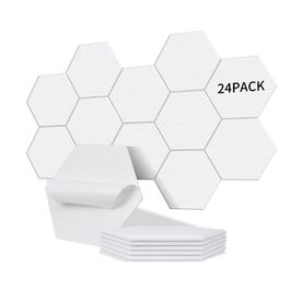 Акустичні гексагональні панелі для шумоізоляції самоклеючі, 24 шт (1.4м²), 230кг/м³, NRC 0.95, 100% поліестер, колір порцеляново-білий