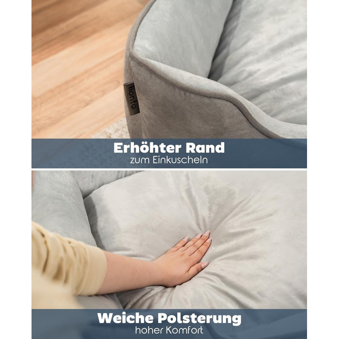 Кіжувалка Lionto для собак 2-в-1 з комфортним входом, м'яке ліжко для домашніх тварин, яке можна перевернути, для собак і котів, 80x60 см, подушка для собак з легкого у догляді штучної замші, сіра L 80 x W 60 x H 26 см Темно-сірий/Світло-сірий